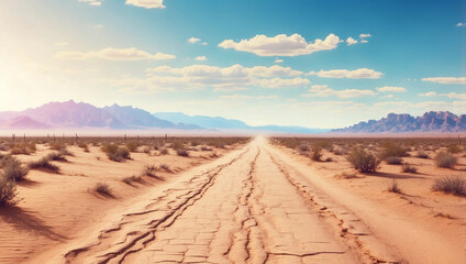 Naklejka premium AI-generated Sand Desert Hot Dirty Road