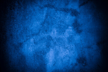 Old wall pattern texture cement blue dark abstract  blue color design are light with black gradient background.