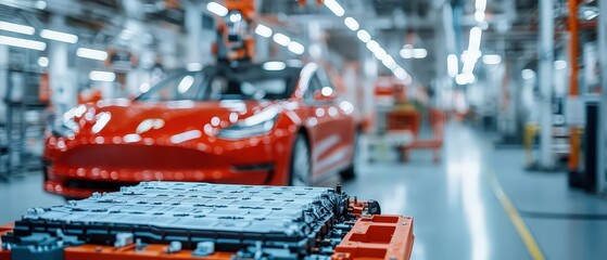 Illustration of an electric car s battery pack being tested for safety under extreme conditions