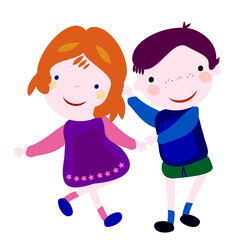 kids playing, cute girl and boy