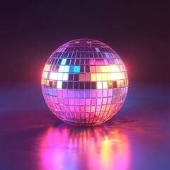 3D Disco Ball Icon: Reflective Dance Floor Ornament Illustration Logo