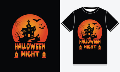 Halloween night happy Halloween typography t shirt design