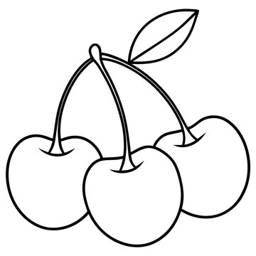 recommend clip art: various cherries outline coloring book page line art drawing