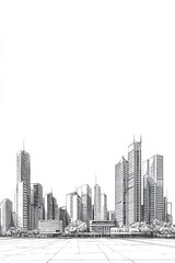 Fototapeta premium Duque de Caxias, Brazil, black and white pen pencil hand-drawn effect portrait drawing illustration for travel poster, card, wallpaper, backdrop or banner. Modern, clear, artistic and simple