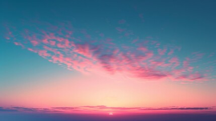 Minimalist Background: Dramatic Sunset Over a Beach Horizon with Soft Blue and Red Gradients
