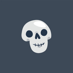 creepy skull head in flat vector design.