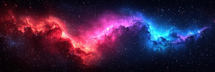 Obraz premium A vibrant cosmic nebula with swirling colors of pink and blue, evoking the beauty and mystery of outer space.
