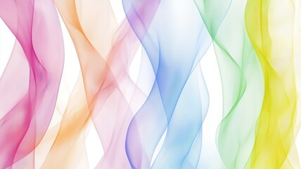 Colorful waves of translucent fabric gently flowing together, creating a vibrant and serene background for various designs.