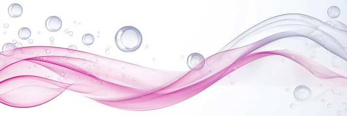Elegant abstract background with flowing pink waves and bubbles. Perfect for creative designs and soothing presentations.