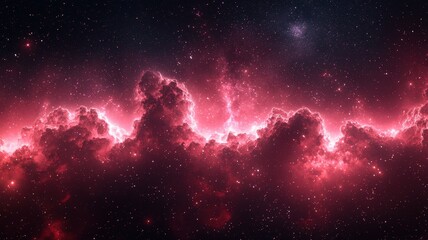 Vibrant cosmic clouds illuminated in shades of pink, showcasing the beauty of the galaxy and interstellar phenomena.