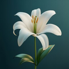 Fototapeta premium 3D Lily Icon: Elegant Flower Symbolizing Purity Illustration Logo