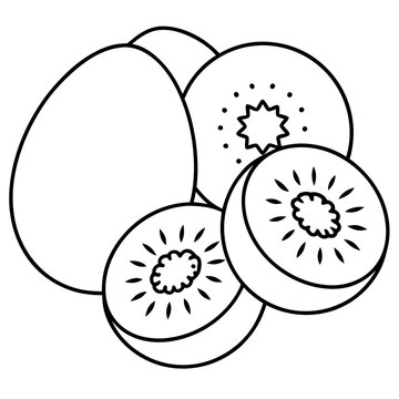 recommend clip art: various kiwis fruit outline coloring book page line art drawing