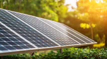 Fototapeta premium Harnessing Solar Energy: A Captivating Look at a Sustainable Solar Panel Installation