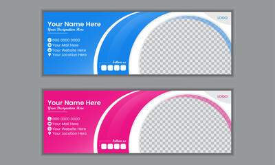 Professional email signature and web banner design template or social media cover page design.