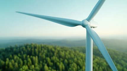 Harnessing Nature's Power: A Close Look at a Wind Turbine Generating Clean Renewable Energy