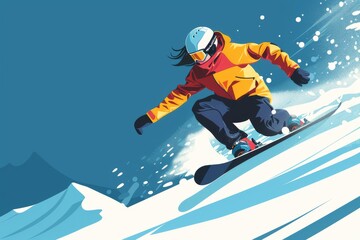 Thrilling Snowboarding Adventure on Snowy Slopes