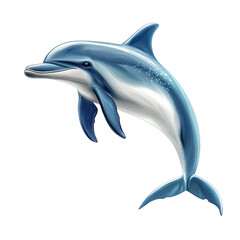A vibrant illustration of a playful dolphin swimming gracefully isolated white background