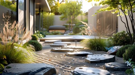 Tranquil serenity  a minimalist japanese garden oasis in an urban backyard retreat