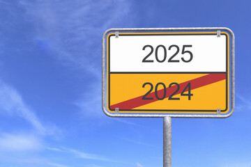 3d Illustration - Ortsschild - Ortstafel - 2024 - 2025 - Himmel - Wolken