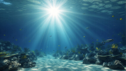 Underwater Background Deep Blue Sea and