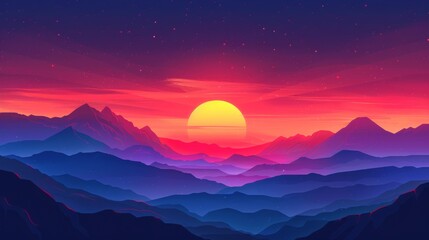 Fototapeta premium Minimalist Background: Bright Sunlight and Colorful Horizon Illustrating Nature’s Morning Beauty