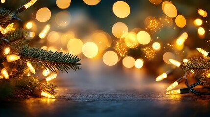 Festive Christmas Lights Background with Bokeh