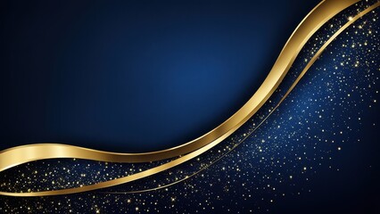 A stylish blue and gold abstract background with sparkling elements, ideal for invitations or celebrations.
