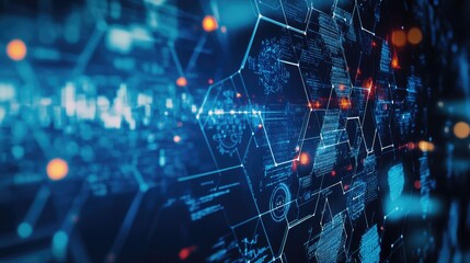 Infographic – Geometric Shapes Dividing Various Sectors Including Tech, Healthcare, and Energy