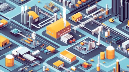Obraz premium Infographic – Geometric Shapes Dividing Various Sectors Including Tech, Healthcare, and Energy