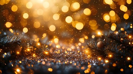 Festive Gold Bokeh Background for Christmas & New Year