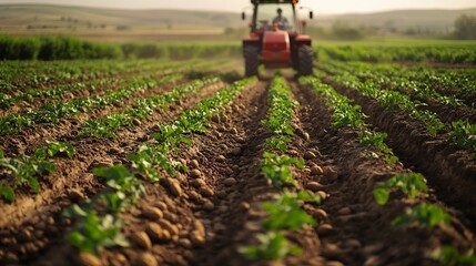 In spring farmers use farm machinery to grow peanuts Farmers use tractors to grow peanuts : Generative AI