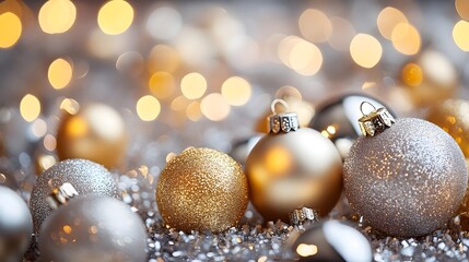 Gold & Silver Christmas Ornaments with Lights