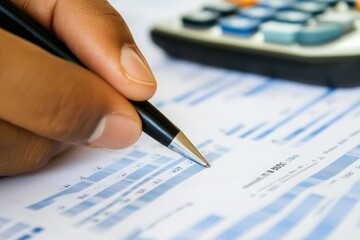 Close-Up of a Professional Reviewing Financial Documents and Calculating Overdue INSS Contributions: Illustrating the Detailed Process of Regularizing Payments with Focus on Accuracy, Dedication, and 