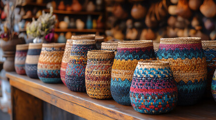 Turkish pottery bazaar in Istanbul: colorful ceramic plates and bowls with traditional patterns, handmade and grand, perfect for souvenirs and home decoration