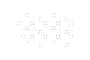 Puzzle pieces vector set. Puzzle jigsaw on white background. Set of puzzle pieces. Vector illustration