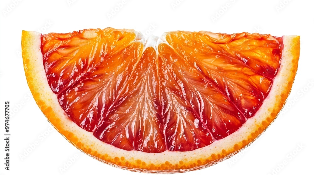 Poster slice of blood sicilian orange isolated on white background with clipping path : generative ai
