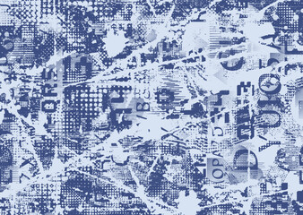Background with glitch distorted grunge textures . grunge background texture with halftone dots, glitched shapes, textures and lines .Screen print vector background with grunge textured surface.