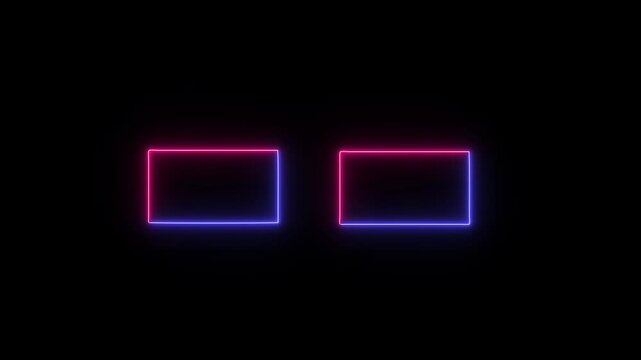 Neon lighting running two rectringle frame animation on black background.