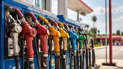 Obraz premium Oil Pump and Nozzles at the Gas Station