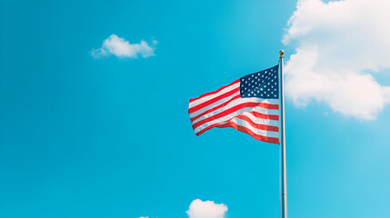 Obraz premium American flag over blue sky