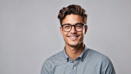 Fototapeta premium Portrait of a Man with Glasses Isolated