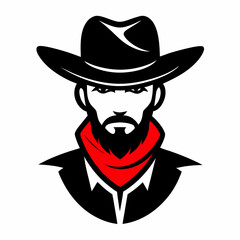 Cowboy silhouette vector illustration on white background