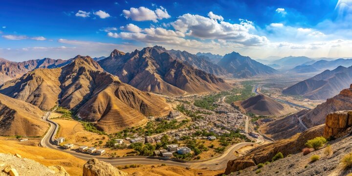 Panoramic view of the Asir Mountains from the Habala viewpoint, Asir Mountains, Habala, Al-Habalah, Saudi Arabia