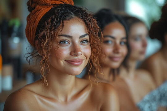 Diverse Latin American Women Enjoying a Relaxed At-Home Beauty Day with Self-Care Rituals
