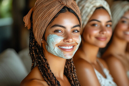 Latin American Women Enjoying a Relaxed At-Home Beauty Day with Laughter and Self-Care Rituals