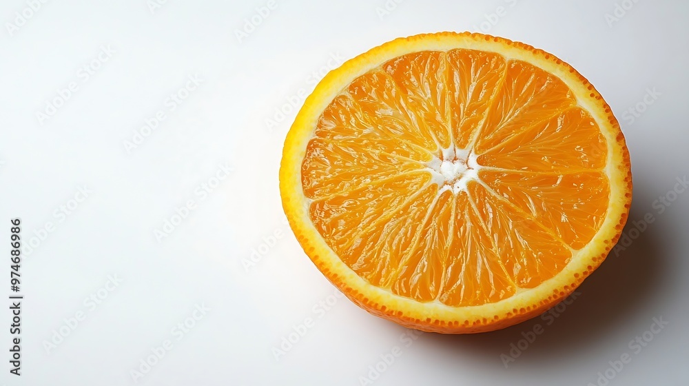 Poster Orange slice isolated Round orange slice on white background Orang fruit circle piece with clipping path Isolated white Full depth of field : Generative AI