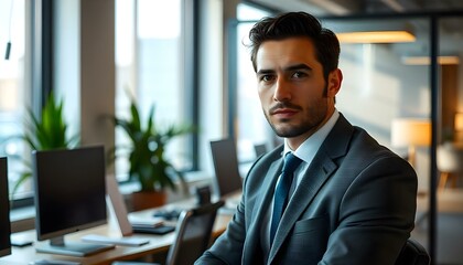 Obraz premium business man walking at city 