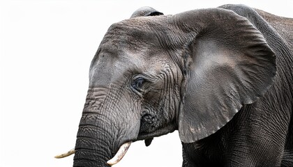 Isolated African elephant with depth of field showcasing wrinkled skin and majestic presence