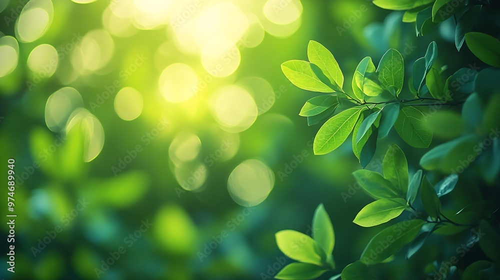 Aufkleber blurry nature wallpaper forest bokeh background green defocused backdrop for your design : generativ