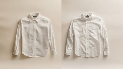 Transformation of a Wrinkled Shirt to a Smooth and Crisp Look - Before and After Ironing Comparison on Neutral Background